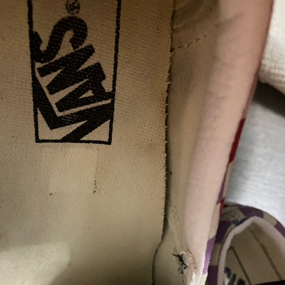 Vans Asher Canvas Slip On Sneakers Sz 8 White Rainbow Checkerboard - Picture 14 of 14